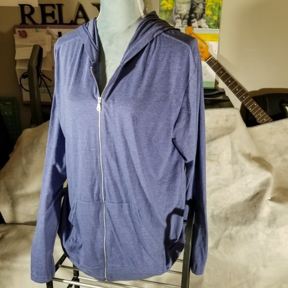 Anvil Blue Full Zip-Up Hoodie Sweatshirt
